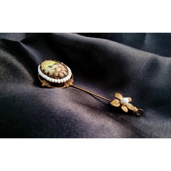 Rare Find Vintage 1930s MIRIAM HASKELL Unsigned Baroque Style Gold Toned Stick H